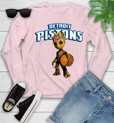 Detroit Pistons NBA Basketball Groot Marvel Guardians Of The Galaxy Youth Long Sleeve 10