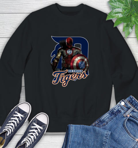 MLB Captain America Thor Spider Man Hawkeye Avengers Endgame Baseball Detroit Tigers Sweatshirt 2