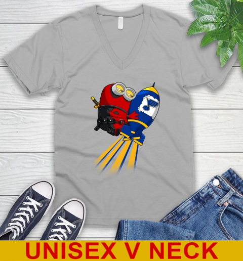 NHL Hockey St.Louis Blues Deadpool Minion Marvel Shirt V-Neck T-Shirt 3