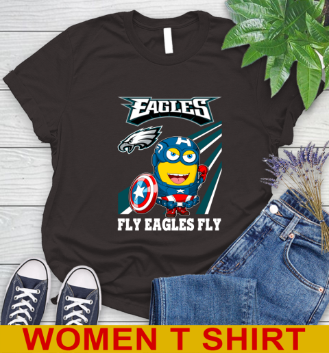 NFL Football Philadelphia Eagles Captain America Marvel Avengers Minion Shirt Women's T-Shirt 9