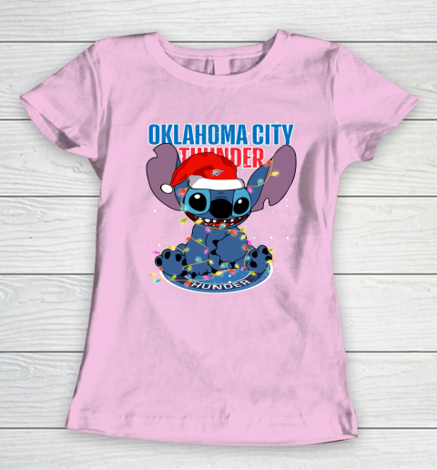 Oklahoma City Thunder NBA noel stitch Basketball Christmas Women's T-Shirt 6