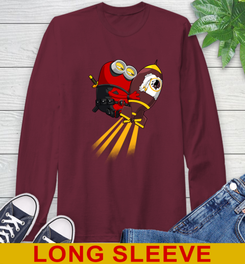 NFL Football Washington Redskins Deadpool Minion Marvel Shirt Long Sleeve T-Shirt 7