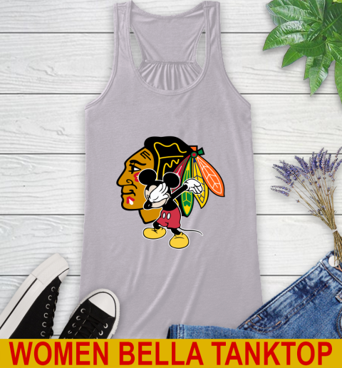 Chicago Blackhawks NHL Hockey Dabbing Mickey Disney Sports Racerback Tank 5