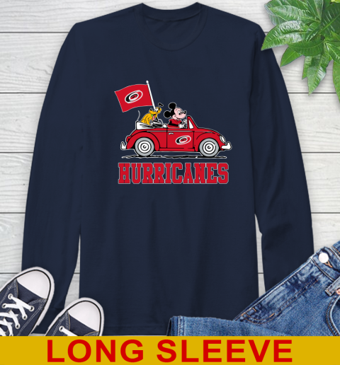 NHL Hockey Carolina Hurricanes Pluto Mickey Driving Disney Shirt Long Sleeve T-Shirt 4