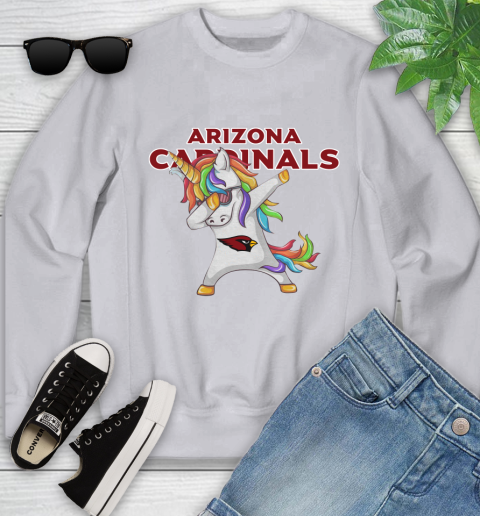 Arizona Cardinals NFL Football Funny Unicorn Dabbing Sports Youth Sweatshirt 4