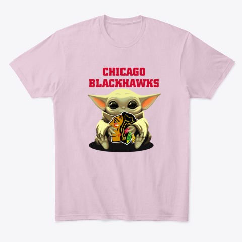 xkjg baby yoda hugs the chicago blackhawks classic t shirt 2 front light pink
