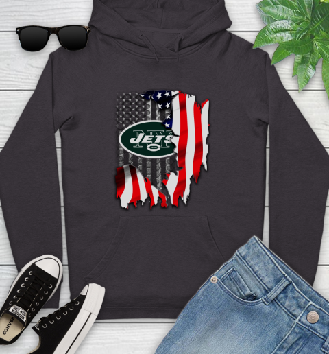 New York Jets NFL Football American Flag Youth Hoodie 8