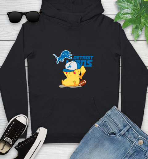NFL Pikachu Football Sports Detroit Lions Youth Hoodie 2