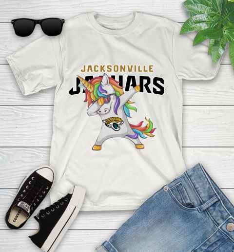 Jacksonville Jaguars NFL Football Funny Unicorn Dabbing Sports Youth T-Shirt