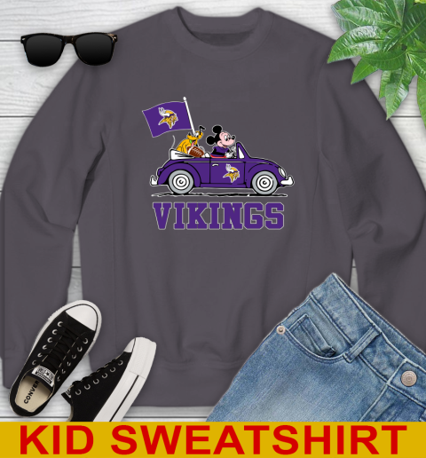 NFL Football Minnesota Vikings Pluto Mickey Driving Disney Shirt Youth Sweatshirt 6