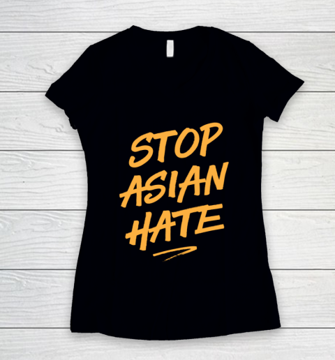 Stop Asian Hate Street American Pride Love AAPI Ally Women's V-Neck T-Shirt