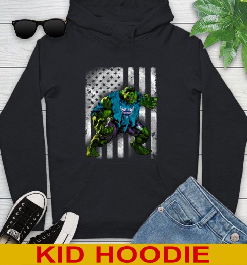 Charlotte Hornets Hulk Marvel Avengers NBA Basketball American Flag Youth Hoodie