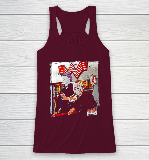 Michael Myers and Jason Voorhees drinking Whataburger Racerback Tank 2
