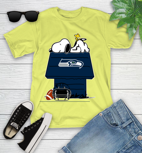 Seattle Seahawks NFL Football Snoopy Woodstock The Peanuts Movie Youth T-Shirt 8