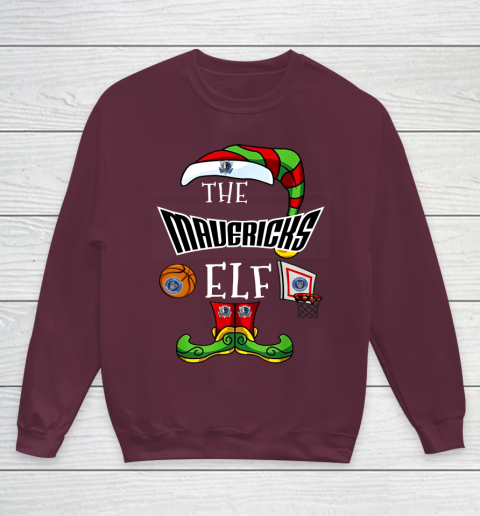 Dallas Mavericks Christmas ELF Funny NBA Youth Sweatshirt 4