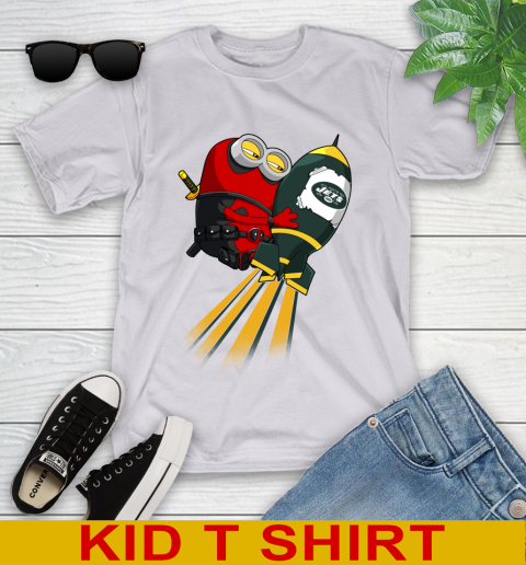 NFL Football New York Jets Deadpool Minion Marvel Shirt Youth T-Shirt 4