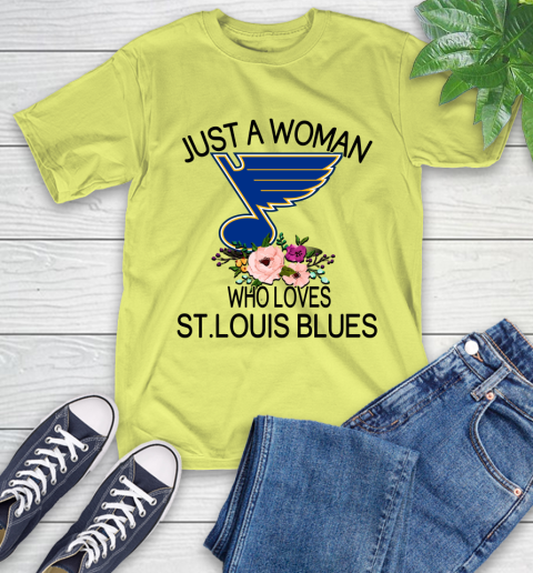 NHL Just A Woman Who Loves St.Louis Blues Hockey Sports T-Shirt 8