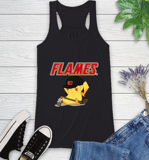 NHL Pikachu Hockey Sports Calgary Flames Racerback Tank 2