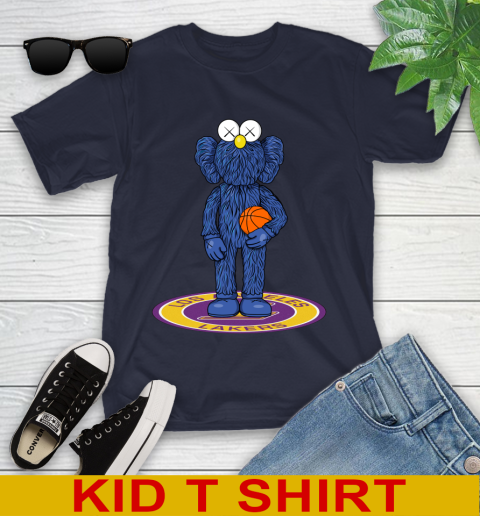 NBA Basketball Los Angeles Lakers Kaws Bff Blue Figure Shirt Youth T-Shirt 4 NBA Basketball Los Angeles Lakers Kaws Bff Blue Figure Shirt Youth T-Shirt - Image 4