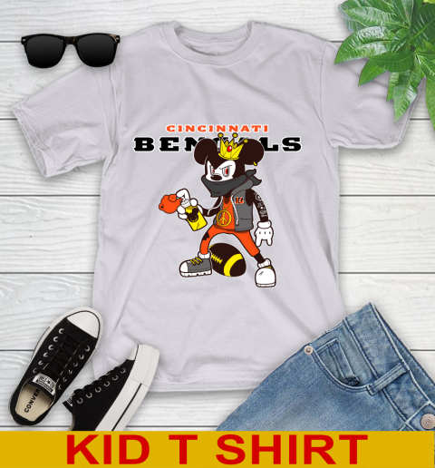 Cincinnati Bengals NFL Football Mickey Peace Sign Sports Youth T-Shirt 5