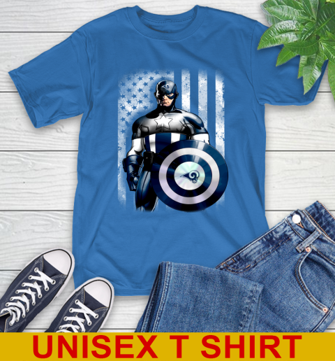 Los Angeles Rams NFL Football Captain America Marvel Avengers American Flag Shirt T-Shirt 11