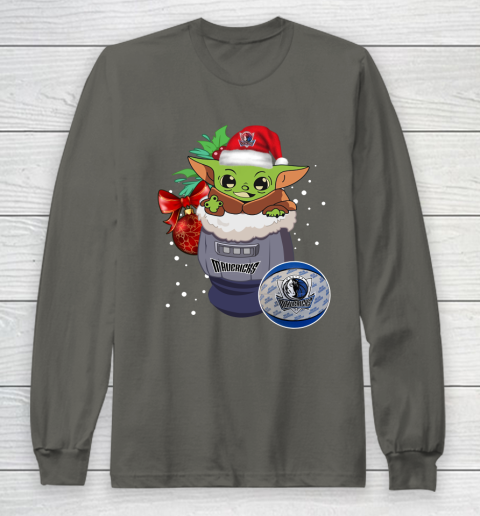Dallas Mavericks Christmas Baby Yoda Star Wars Funny Happy NBA Long Sleeve T-Shirt 8