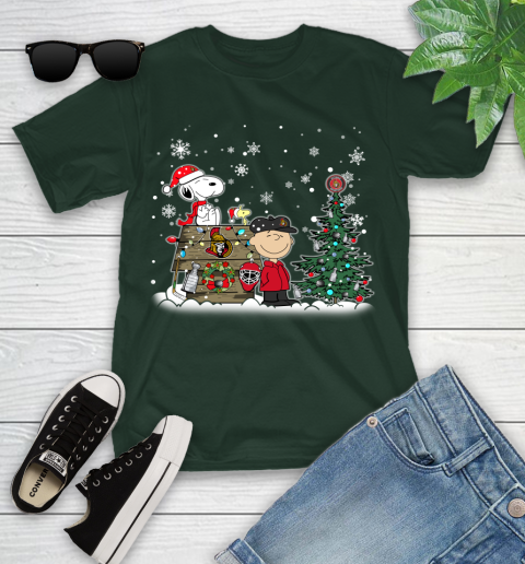 NHL Ottawa Senators Snoopy Charlie Brown Woodstock Christmas Stanley Cup Hockey Youth T-Shirt 5