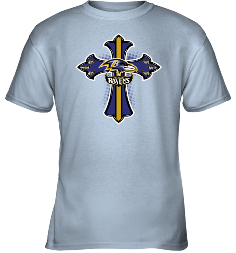 NFL Blue Crusader Cross Baltimore Ravens Long Sleeve T-Shirt