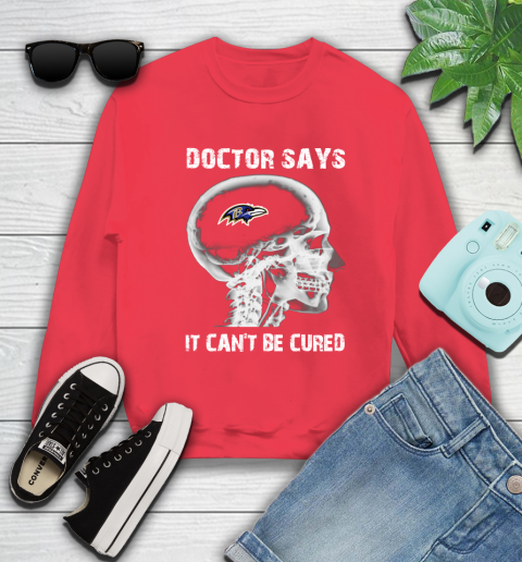 NFL Baltimore Ravens Football Skull It Can't Be Cured Shirt Sweatshirt - Image 12