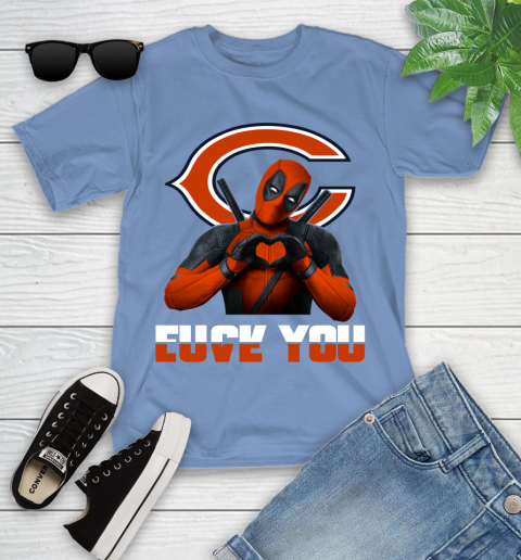 NHL Chicago Bears Deadpool Love You Fuck You Football Sports Youth T-Shirt 15