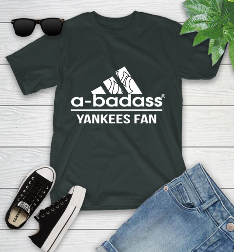 MLB A Badass New York Yankees Fan Adidas Baseball Sports Youth T-Shirt 6