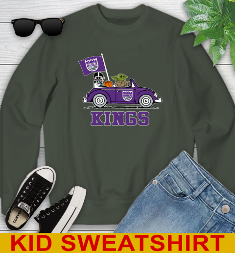 NBA Basketball Sacramento Kings Darth Vader Baby Yoda Driving Star Wars Shirt Youth Sweatshirt 9