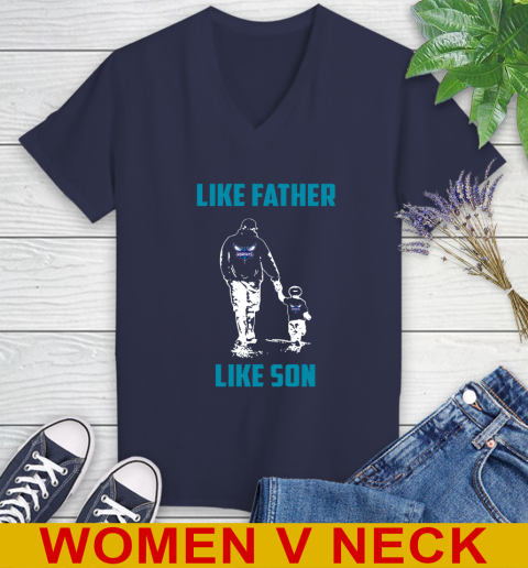 Charlotte Hornets NBA Basketball Like Father Like Son Sports Women's V-Neck T-Shirt 12