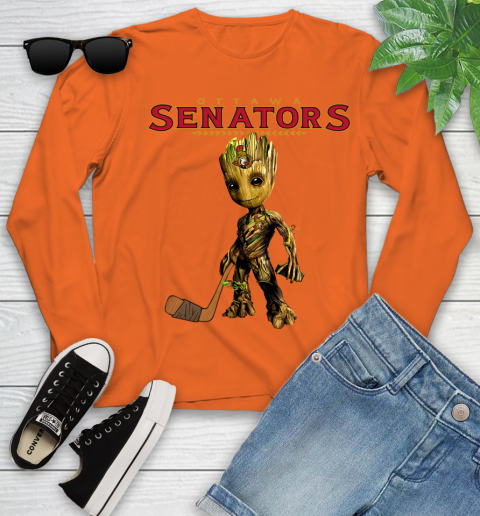 Ottawa Senators NHL Hockey Groot Marvel Guardians Of The Galaxy Youth Long Sleeve 4
