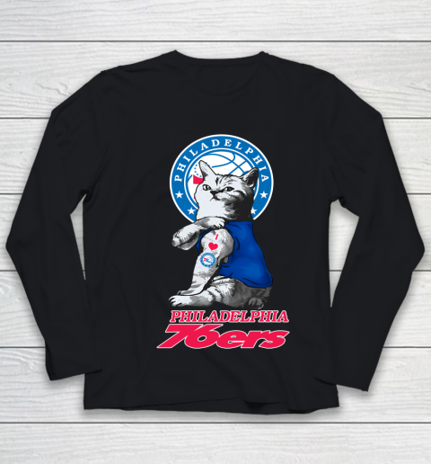 NBA Basketball My Cat Loves Philadelphia 76ers Youth Long Sleeve NBA Basketball My Cat Loves Philadelphia 76ers Youth Long Sleeve