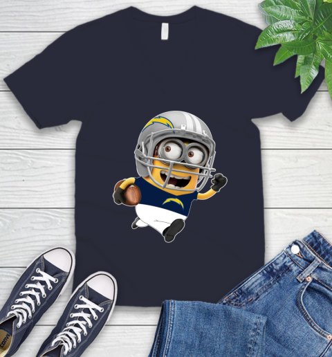 NFL San Diego Chargers Minions Disney Football Sports V-Neck T-Shirt 3