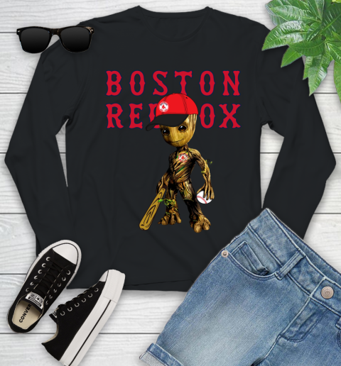 MLB Boston Red Sox Groot Guardians Of The Galaxy Baseball Youth Long Sleeve 2