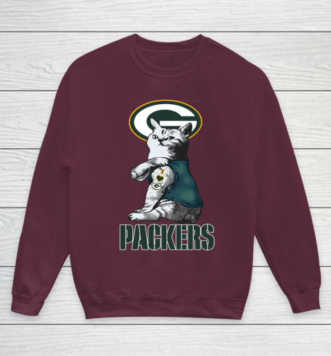 NFL Football My Cat Loves Green Bay Packers Youth Sweatshirt 4