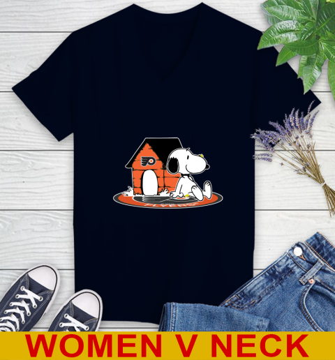NHL Hockey Philadelphia Flyers Snoopy The Peanuts Movie Shirt Women's V-Neck T-Shirt 3