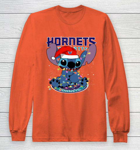 Charlotte Hornets NBA noel stitch Basketball Christmas Long Sleeve T-Shirt 3