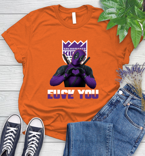 NBA Sacramento Kings Deadpool Love You Fuck You Basketball Sports Women's T-Shirt 3