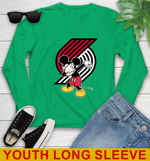 Portland Trail Blazers NBA Basketball Dabbing Mickey Disney Sports Youth Long Sleeve 7