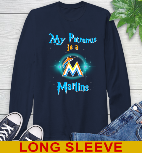 MLB Baseball Harry Potter My Patronus Is A Miami Marlins Long Sleeve T-Shirt 3