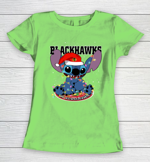Chicago Blackhawks NHL Hockey noel stitch Christmas Women's T-Shirt 5