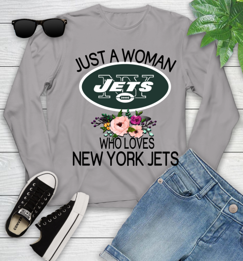 NFL Just A Woman Who Loves New York Jets Football Sports Youth Long Sleeve 3