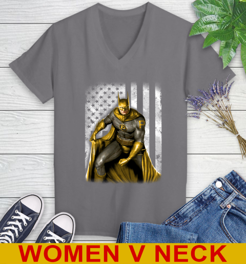Pittsburgh Pirates MLB Baseball Batman DC American Flag Shirt Women's V-Neck T-Shirt 11