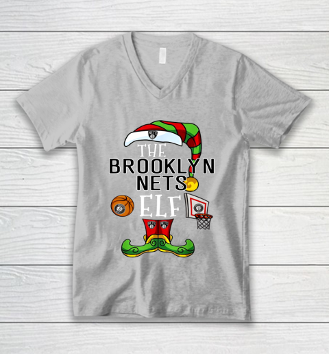 Brooklyn Nets Christmas ELF Funny NBA V-Neck T-Shirt 3