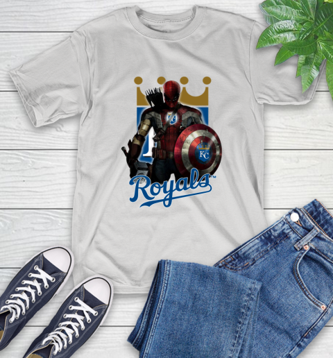 MLB Captain America Thor Spider Man Hawkeye Avengers Endgame Baseball Kansas City Royals T-Shirt