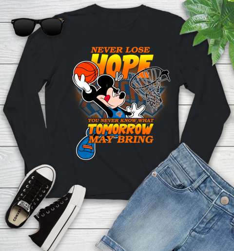 New York Knicks NBA Basketball Mickey Disney Never Lose Hope Youth Long Sleeve