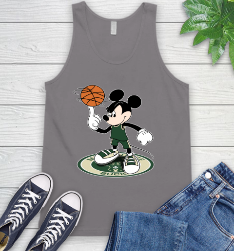 NBA Basketball Milwaukee Bucks Cheerful Mickey Disney Shirt Tank Top 7